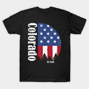 Vintage Retro Colorado American Flag 4th of July Patriotic T-Shirt